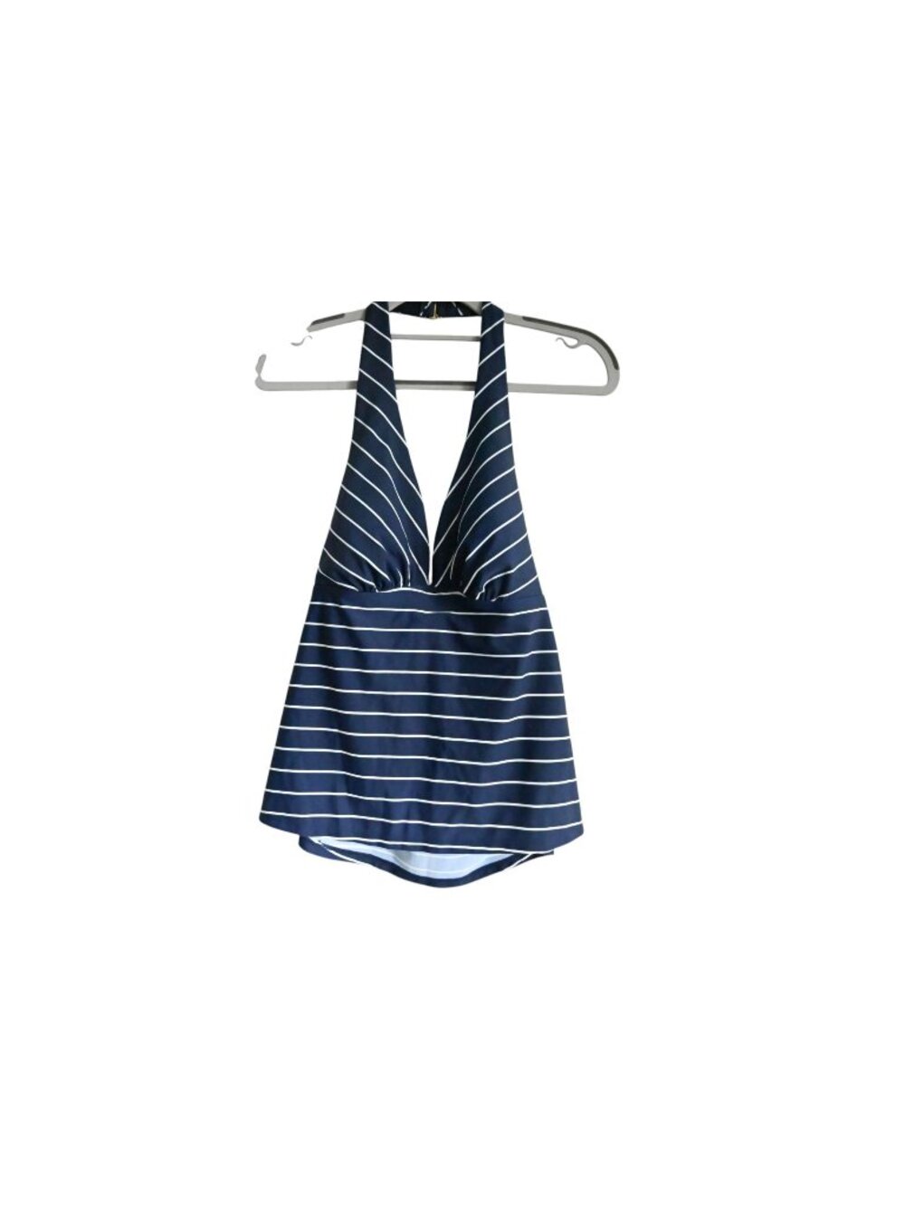 NWT Shade & Shore Stripe Halter Tankini Swimsuit Top Sz M 8-10 Navy Beachwear